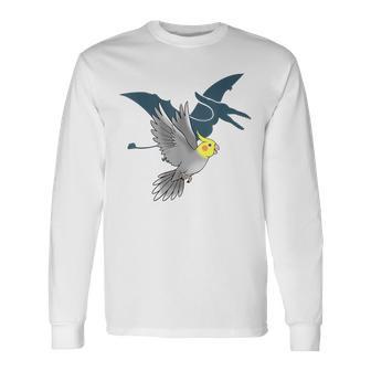 オウム 恐竜 オカメインコ テロダクティルシャドウ 長袖Tシャツ - Kawaiitshirt