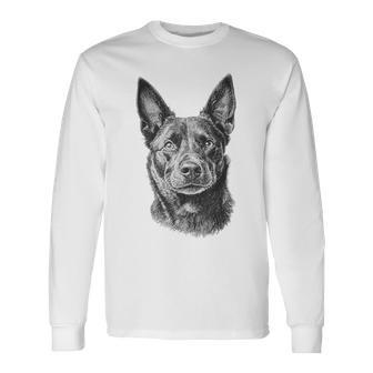 オーストラリアンケルピードッグモチーフペットアート オーストラリアンケルピー 長袖Tシャツ - Kawaiitshirt