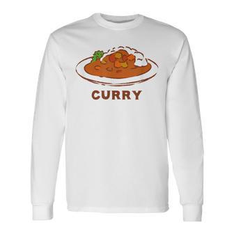 カレー カレーライス イラスト 手書き かわいい おしゃれ Curry 洋食 おもしろ 長袖Tシャツ - Kawaiitshirt