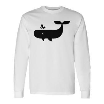 クジラ ブラック レディース メンズ 子供用 長袖Tシャツ - Kawaiitshirt