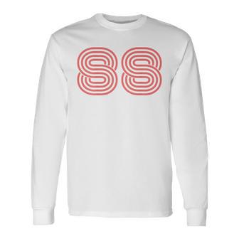 クールなレトロなレタリングジャージ、背番号88 1988 Born 長袖Tシャツ - Kawaiitshirt