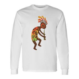 ココペリネイティブアメリカンtシャツ スモールプリント 長袖Tシャツ - Kawaiitshirt