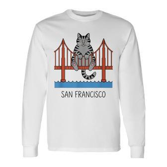 サンフランシスコ キャット ゴールデンゲートブリッジ 本 恋人 長袖Tシャツ - Kawaiitshirt