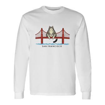 サンフランシスコ猫ゴールデンゲイツブリッジキャット読書本 長袖Tシャツ - Kawaiitshirt