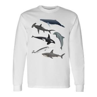 シャチ ジンベイザメ イッカク イルカ 海の生き物 長袖Tシャツ - Kawaiitshirt