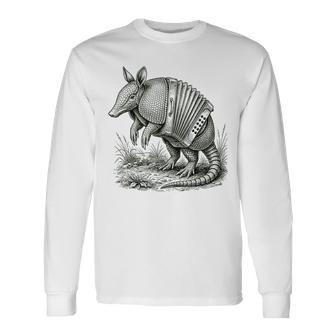 シュールなアコーディオンミュージカルアルマジロアート 長袖Tシャツ - Kawaiitshirt