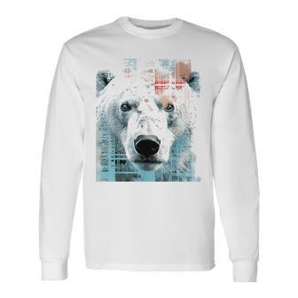 シロクマ 動物 グラフィック 描画 シロクマ 長袖Tシャツ - Kawaiitshirt