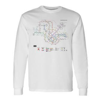 シンガポール鉄道メトロ郊外鉄道 – お土産ルートマップ 長袖Tシャツ - Kawaiitshirt