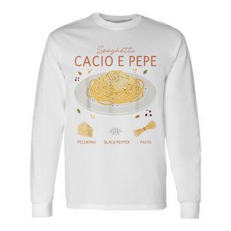 スパゲッティ カシオ エ ペペ 伝統的なイタリア料理 レシピ ティー 長袖Tシャツ - Kawaiitshirt