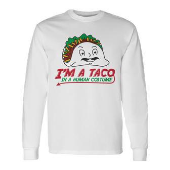 タコス イン ヒューマン コスチューム メキシカン テクスメックス ファヒータ ブリトー 長袖Tシャツ - Kawaiitshirt