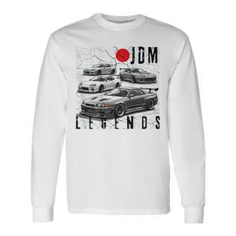 バックプリント ディストレス Jdm レジェンド レースカー 日本国旗 ギフト 長袖Tシャツ - Kawaiitshirt