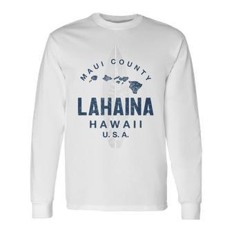 ハワイ ラハイナ マウイ ヴィンテージ ハワイ諸島 サーフ 長袖Tシャツ - Kawaiitshirt