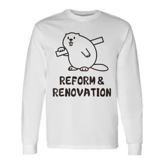 ビーバー リフォーム リノベーション 職人 大工 建築 木工 メンズ レディース キッズ かわいい 長袖Tシャツ - Kawaiitshirt