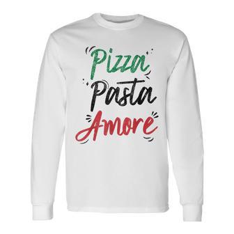 ピザ パスタ アモーレ イタリア製 長袖Tシャツ - Kawaiitshirt