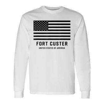 フォートカスター ミシガン州 アメリカ軍 アメリカ国旗 軍隊 長袖Tシャツ - Kawaiitshirt