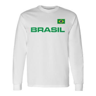 ブラジル ブラジル フラッグ アスレチック ジャージスタイル 長袖Tシャツ - Kawaiitshirt