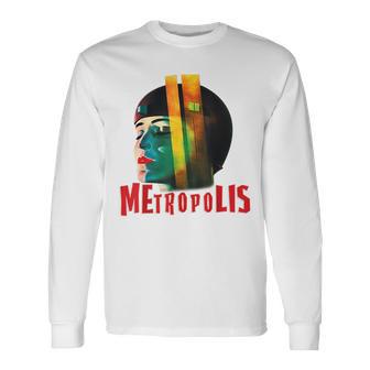メトロポリス レトロムービーポスターデザインf 長袖Tシャツ - Kawaiitshirt