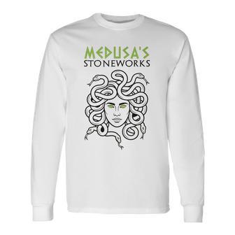 メドゥーサの石造物 面白いギリシャ神話 長袖Tシャツ - Kawaiitshirt