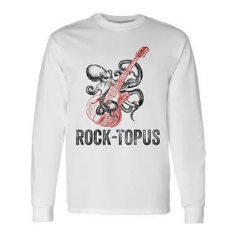 レトロ オクトパス クラーケン ギターを弾く Rock-Topus ギタリスト 長袖Tシャツ - Kawaiitshirt