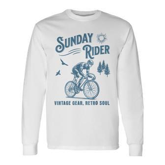 レトロ サイクリング サイクリスト 自転車 バイク サンデー ライド クラブ レース 長袖Tシャツ - Kawaiitshirt