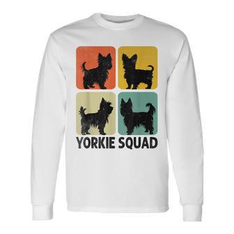 レトロ シルホーエット ヨーキー スクワッド ヨークシャーテリア ヨーキー 犬 長袖Tシャツ - Kawaiitshirt