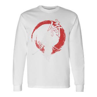 レトロな武士道 武士 日本のサムライデザイン 長袖Tシャツ - Kawaiitshirt