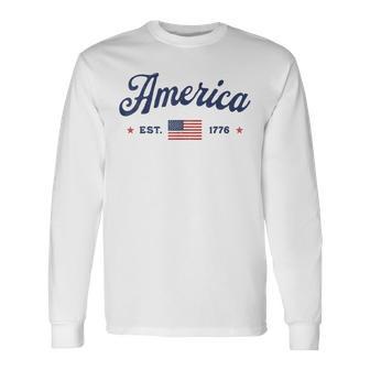 ヴィンテージ アメリカ国旗 Usa 4Th Of July American Flag Patriotic 長袖Tシャツ - Kawaiitshirt