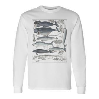ヴィンテージ クジラ イラスト 生物学 科学 海 長袖Tシャツ - Kawaiitshirt