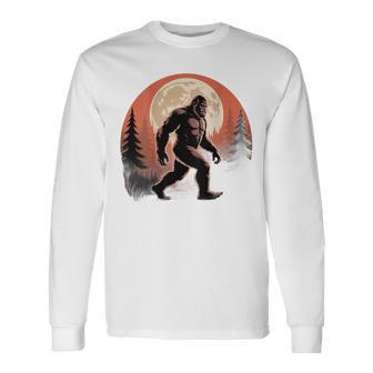 バックプリント ヴィンテージ レトロ ビッグフット 月 ビッグフット 長袖Tシャツ - Kawaiitshirt