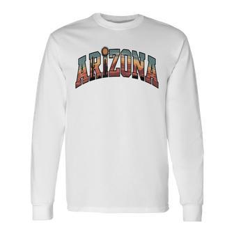 ヴィンテージアリゾナtシャツ レトロな砂漠のサグアロサボテン 長袖Tシャツ - Kawaiitshirt