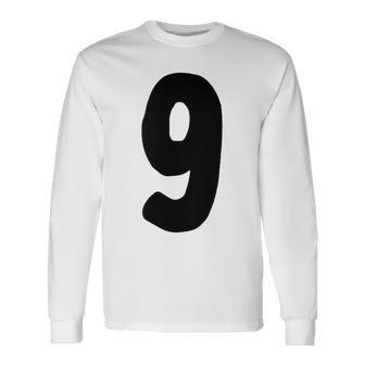 数字 9 太字 ブラック 長袖Tシャツ - Kawaiitshirt