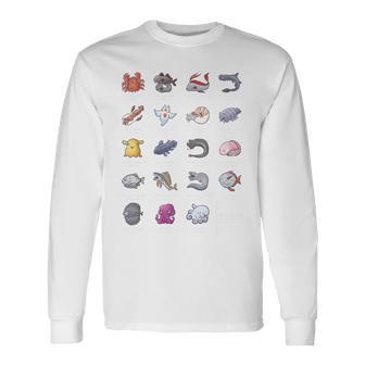 深海魚図鑑2_白文字 長袖Tシャツ - Kawaiitshirt