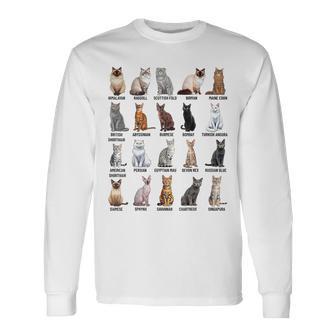 猫の種類教育猫の品種チャートガイド 長袖Tシャツ - Kawaiitshirt