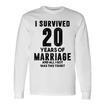 結婚20周年記念 カップル 妻 夫 裏面 長袖Tシャツ - Kawaiitshirt