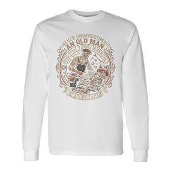 老人はレンチを回す 彼の 80年代 ヴィンテージ メカニック 長袖Tシャツ - Kawaiitshirt