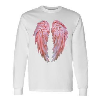 背面にグラフィックデザインの天使の羽。 長袖Tシャツ - Kawaiitshirt