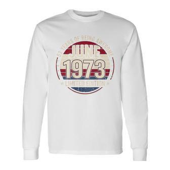 裏面 ヴィンテージ 53 誕生日 デコレーション メンズ 53歳 1973 53歳 長袖Tシャツ - Kawaiitshirt