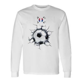 韓国サッカーファン 韓国フットボール ひび割れた壁 長袖Tシャツ - Kawaiitshirt