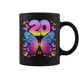 20 歳の誕生日、女の子 20 歳、蝶、数字 20 コーヒーマグ - Kawaiitshirt