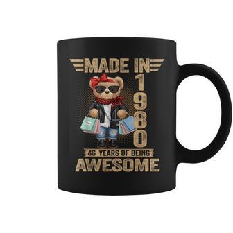 46 Años Hecho En 1980 Oso De Peluche 46 Cumpleaños Es Hombres Taza de café - Regaloses