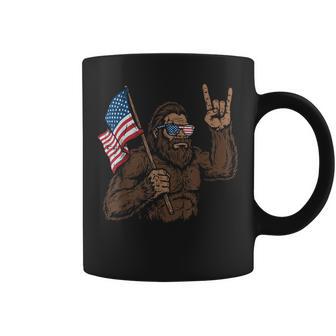 4Th Of July Bigfoot Rock Hand Us Flag Sasquatch Boy Kids Coffee Mug - Thegiftio UK