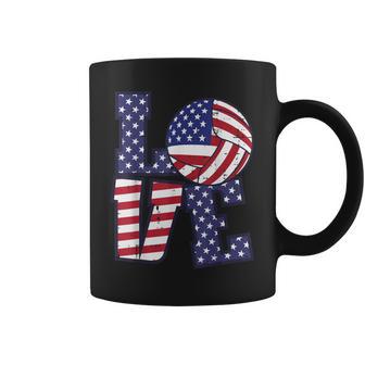 4Th Of July Love Volleyball Us Flag Girls Kid Coffee Mug - Thegiftio UK