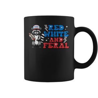 4Th Of July Raccoon White Red Feral Patriotic Kids Coffee Mug - Thegiftio UK