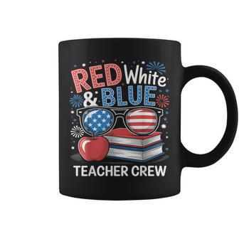 4Th Of July Red White & Teacher Crew American Flag Coffee Mug - Thegiftio UK