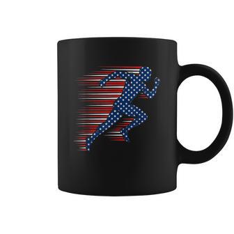 4Th Of July Running American Flag Runner Red White Blue Coffee Mug - Thegiftio UK