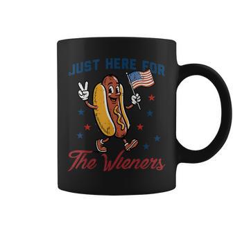 4Th Of July Here For Wieners Us Flag Hotdog Kids Coffee Mug - Thegiftio UK