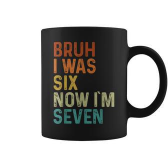 7Th Birthday Boy Outfit I Was 6 Now Im 7 Year Old Six Seven Coffee Mug | Mazezy