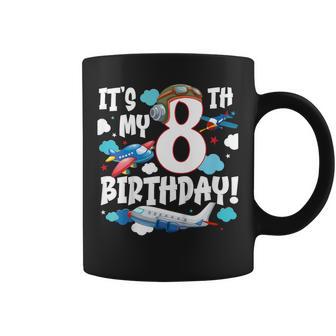 8 Years Old Boy Girl Airplane Pilot 8Th Birthday Aircraft Coffee Mug - Thegiftio UK