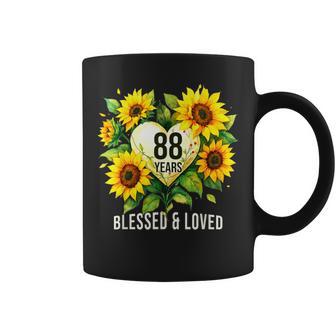 88歳 祝福された愛されたひまわりの花 ハート 88歳の誕生日 コーヒーマグ - Kawaiitshirt