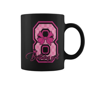 8Th Birthday Girl Pink Bow Eight Bday 8 Years Birthday Girl Coffee Mug - Thegiftio